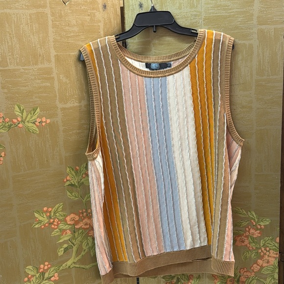 Anthropologie Eva Franco Shimmer Striped Knit Sweater Tank Top - Picture 5 of 5